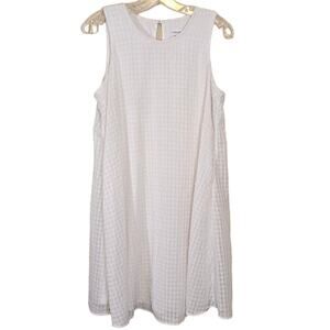 Calvin Klein Women's Sleeveless A-Line Tank Dress Round Neck White Size 12